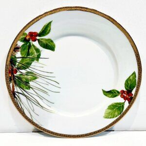 Salad Plate,  "Holiday Laurel" by St. Nicholas Square, 18 Karat Gold Band